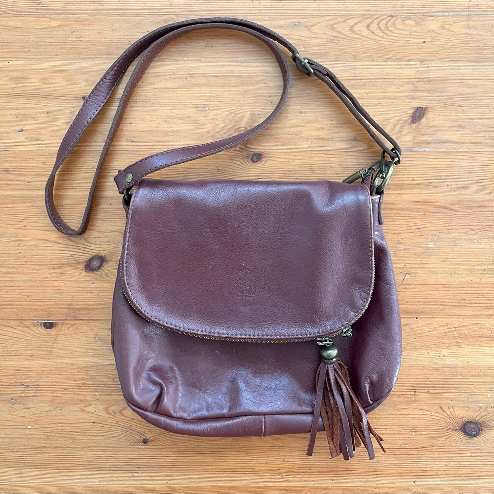 Vera Pelle Burgundy Leather Crossbody Bag